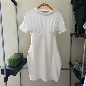 ASOS White & Cream Bustier Styled Shirt Dress // Size 10